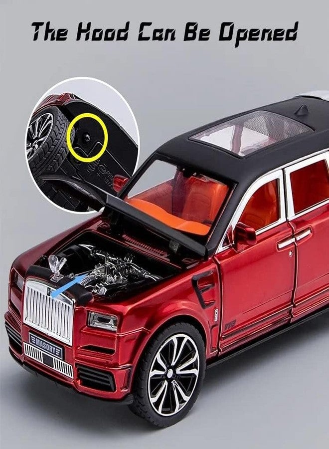 PEZYOX 1:24 Scale Exclusive Alloy Metal Pull Back Die-cast Car Model with Sound Light Mini Auto Toy for Kids Metal Model Toy Car with Sound and Light? (1.24 Rolls ROYS MAISARY-RED) - Image 5